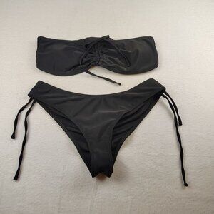 Black Strapless Cinched Bikini Sz Large